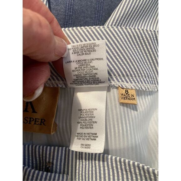 Seersucker Pants by Kasper Lined Set-In Waist Sz. 8 Blue/White Preppy Classic - Picture 9 of 10